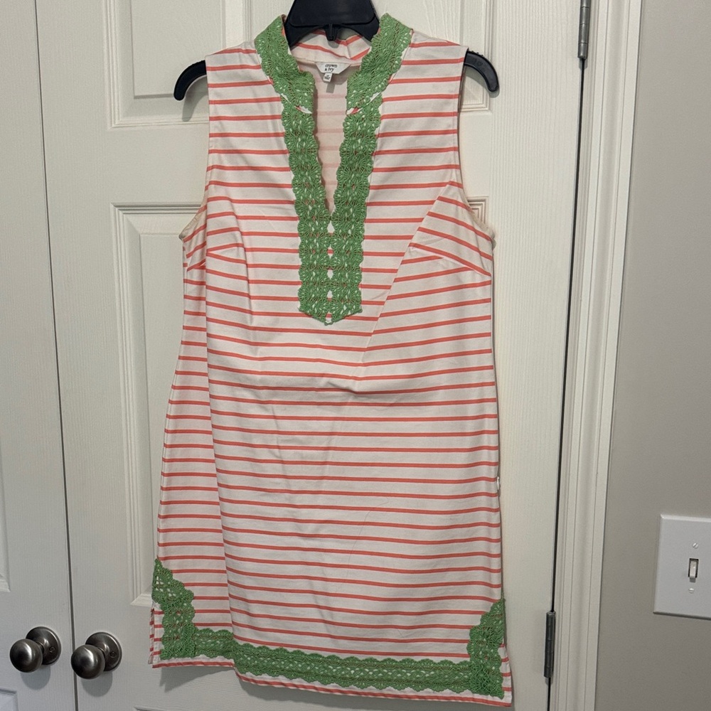 Crown & Ivy Pink Striped Dress with Green Lace
